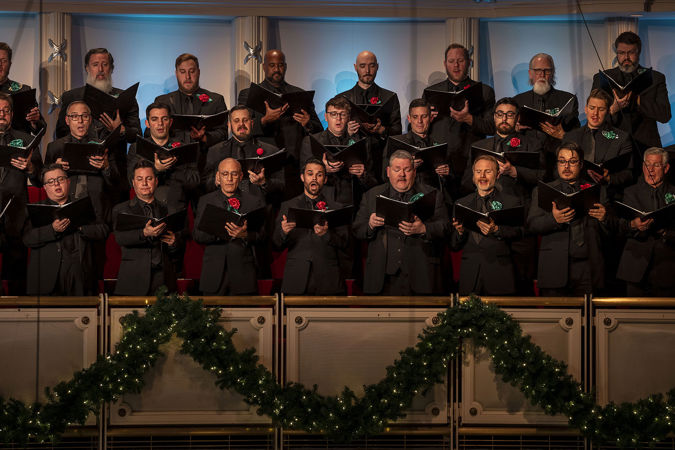 A closeup of members of the Chicago Symphony Chorus