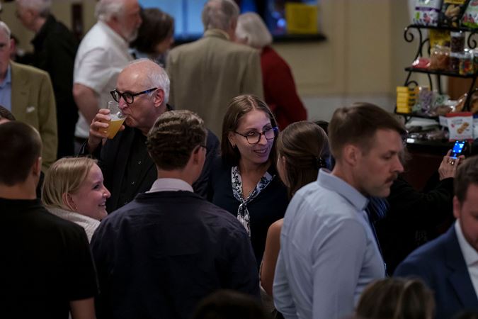 audience members in lobby