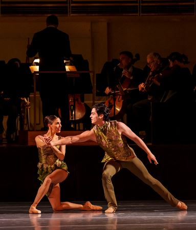 An action shot of The Joffrey Ballet dancers from Hall's world premiere choreography titled Second Nature