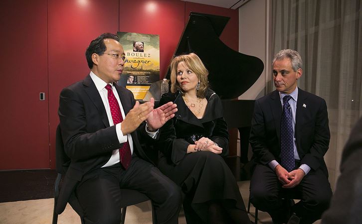Ma discusses the importance of arts education with Mayor Rahm Emmanuel and Lyric Opera’s Creative Consultant, soprano Renée Fleming.