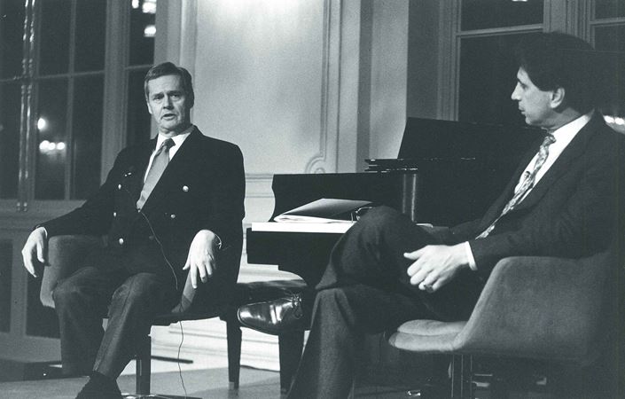 Ned Rorem and Corigliano give a pre-concert conversation in Orchestra Hall’s ballroom on November 8, 1990