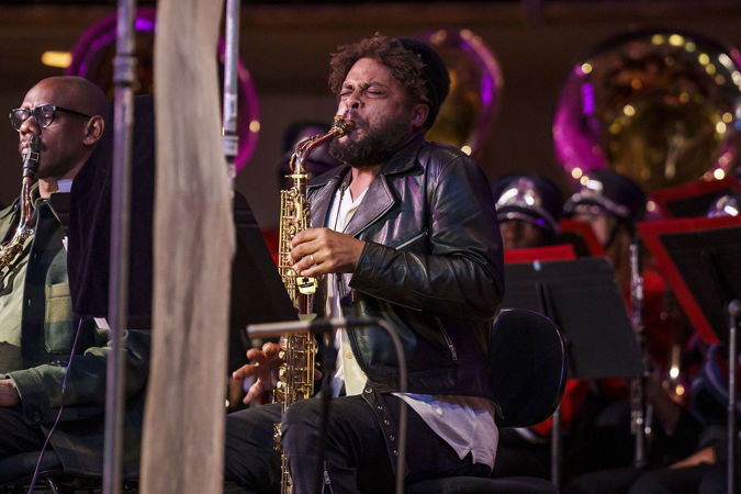 Closeup of Logan Richardson playing the alto saxophone
