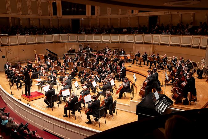 full orchestra from side