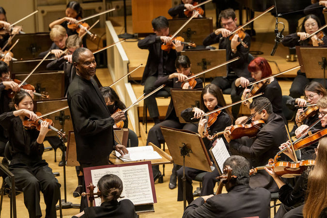 Closeup Of Conductor Thomas Wilkins Leading The Civic On Stage