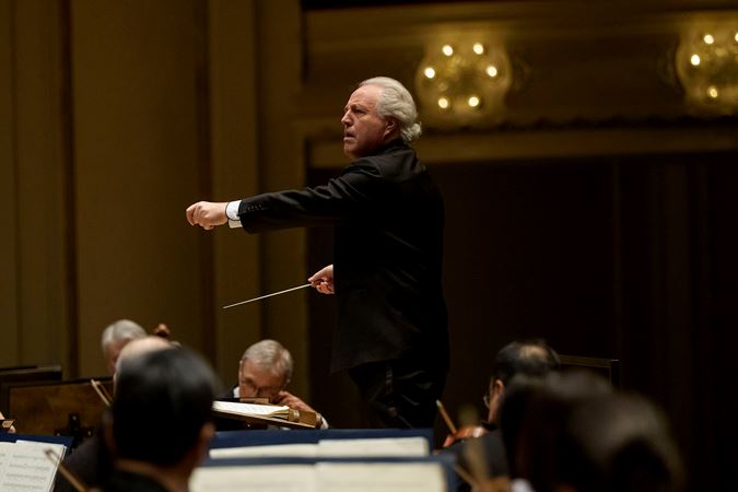 Closeup Action Shot Of Manfred Honeck Leading The CSO And Chorus In Mozart's Requiem On Stage