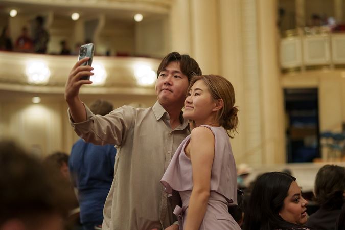 audience members selfie