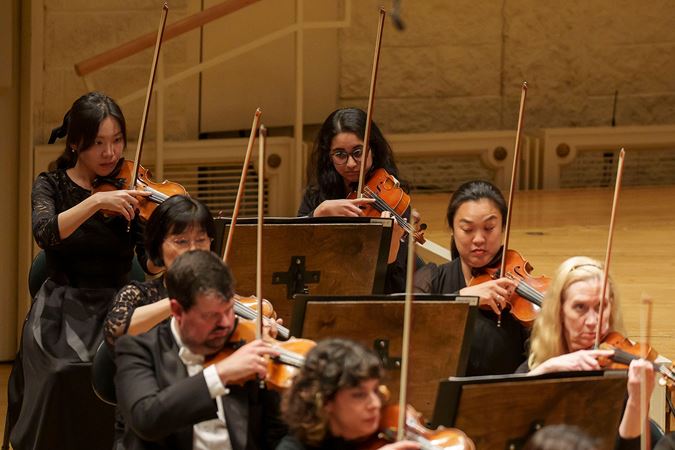 violin section pizzicato