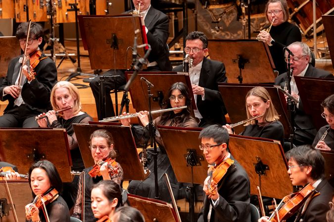 A group shot of the flute and clarinet section