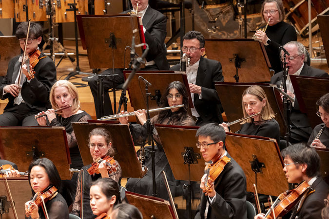 A group shot of the flute and clarinet section