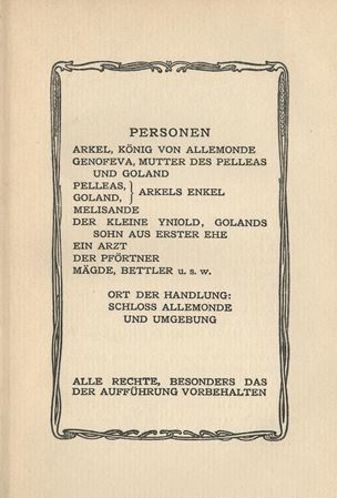 Maeterlinck's Pelleas and Melisande