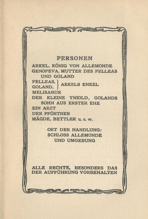 Maeterlinck's Pelleas and Melisande