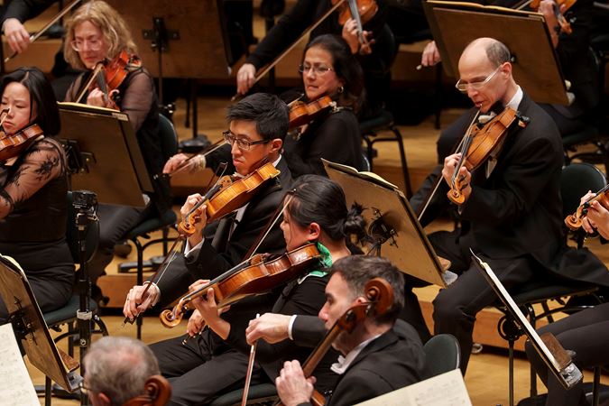 Action shot of several CSO violas