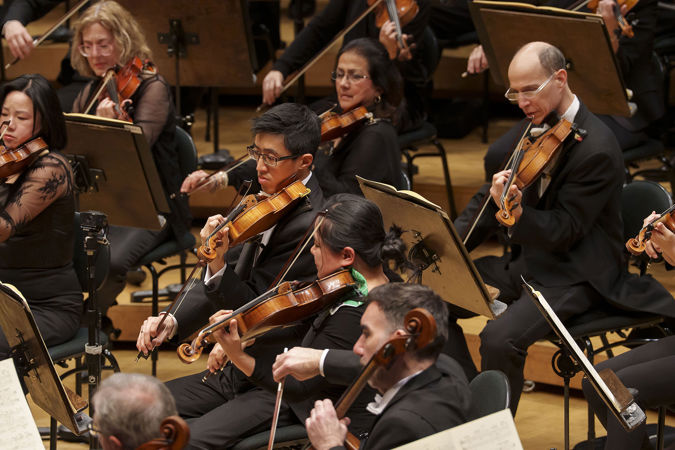 Action shot of several CSO violas