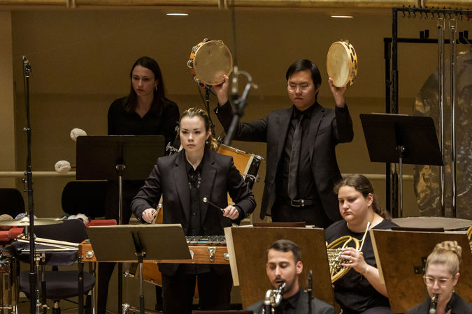 Closeup Of Civic Percussionists On Stage