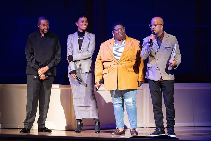 the three composers and conductor speak about their works