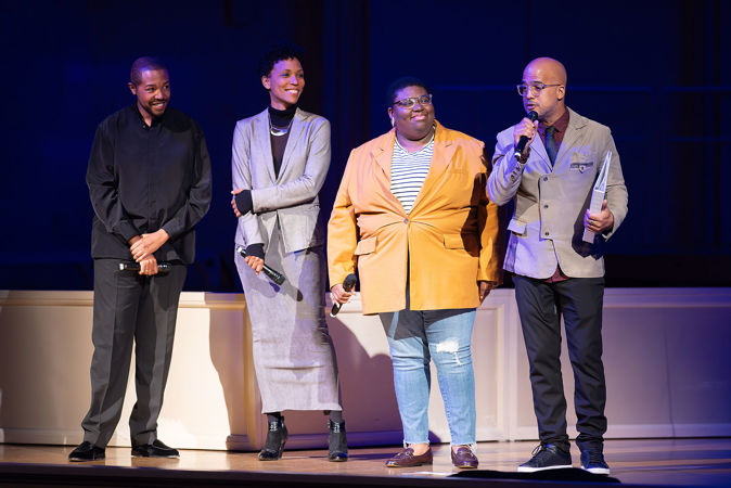 the three composers and conductor speak about their works