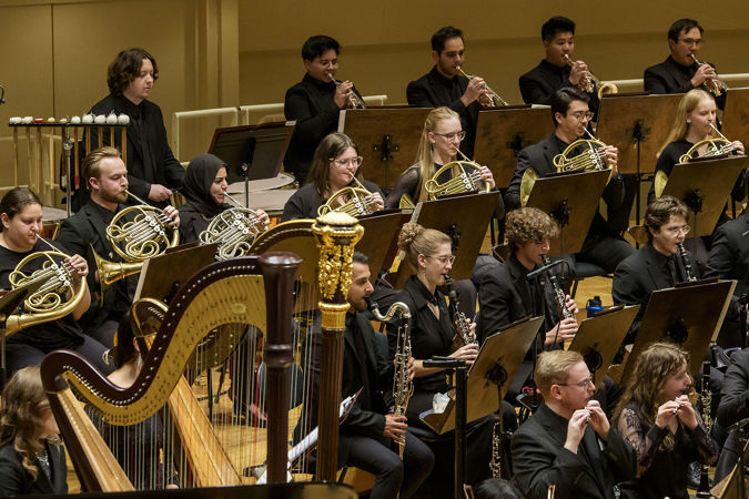 Group Shot Of Civic Horn Section On Stage