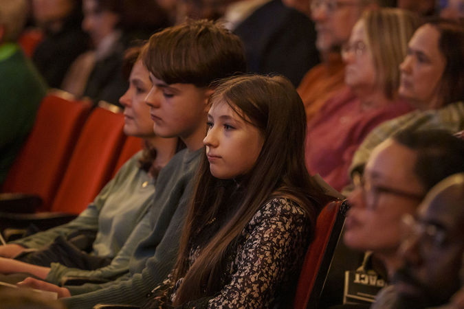 Closeup of Young Composers Initiative participant Sylvia Pine sitting on my the Main Floor