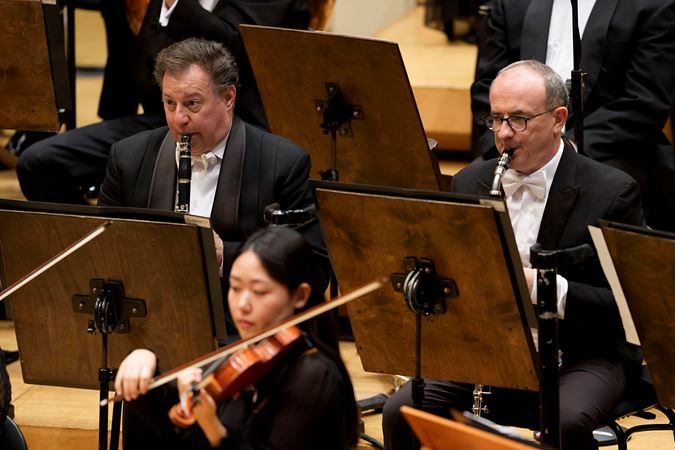 Group Shot Of CSO Cos Principal Clarinet Stephen Williamson And Clarinet Gregory Smith On Stage