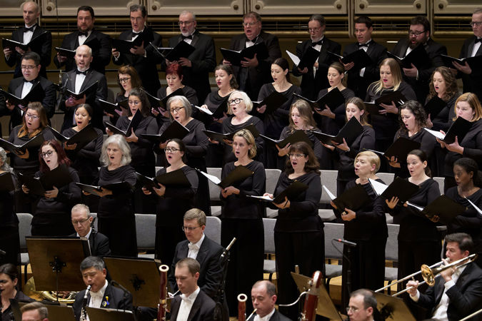 Group Shot Of The Chicago Symphony Chorus On Stage Singing With The CSO