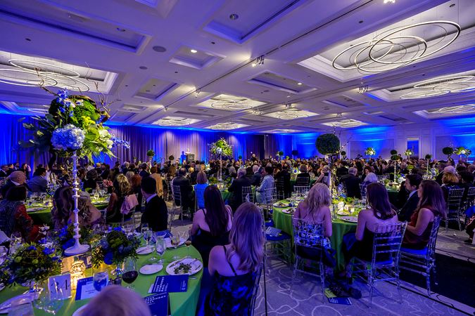 Wide shot of gala attendees at The Four Seasons Hotel Chicago