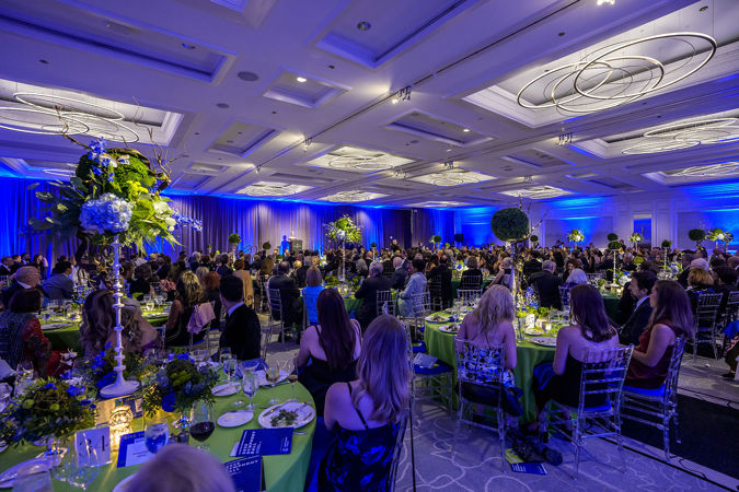 Wide shot of gala attendees at The Four Seasons Hotel Chicago