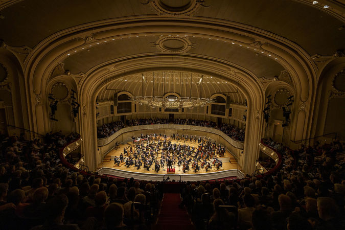a wide shot of the Orchestra from the middle of the balcony