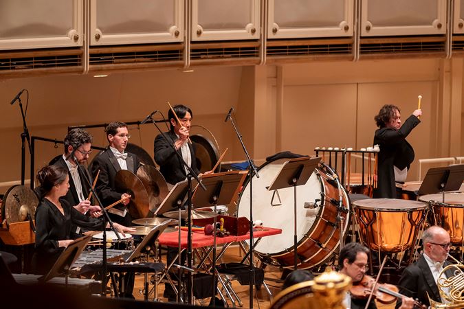 percussion section playing
