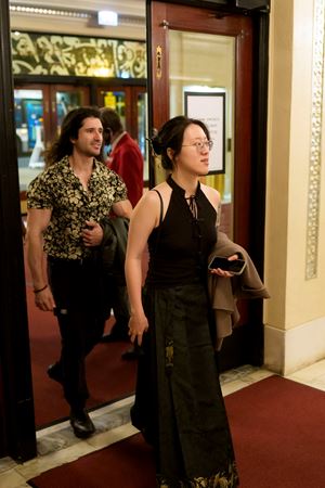 Two patrons walking into the Main Floor lobby