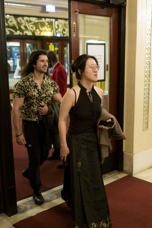Two patrons walking into the Main Floor lobby
