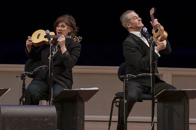 ensemble members Leisa Rea and Guy Hargreaves jam on their instruments