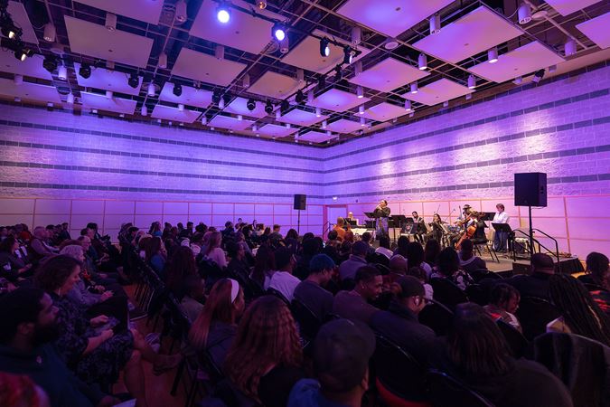 full audience and band