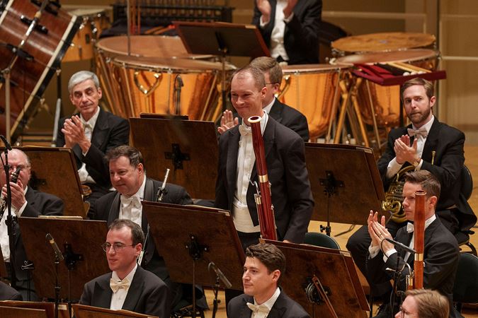 bassonist accepting applause