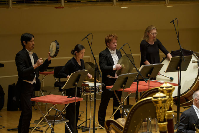 The CSO's percussion section performs in Elgar's Second Symphony