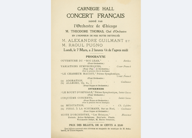 program page of CSO's first concert at Carnegie Hall