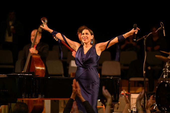 vocalist China Forbes smiles at the sold-out crowd