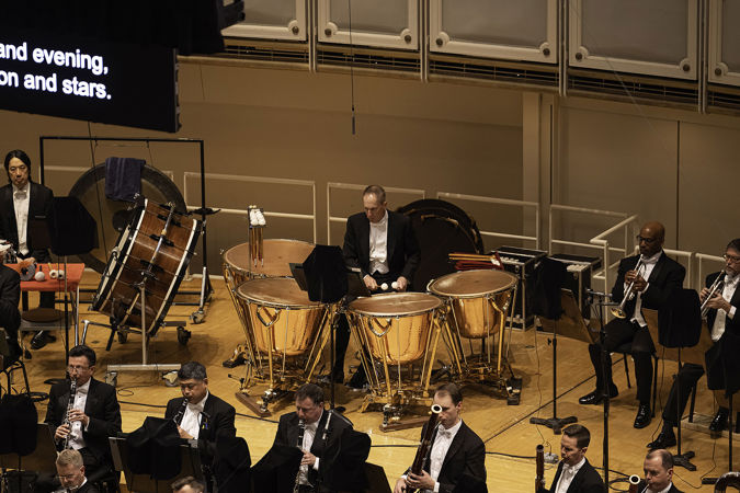 A closeup of CSO principal timpani David Herbert