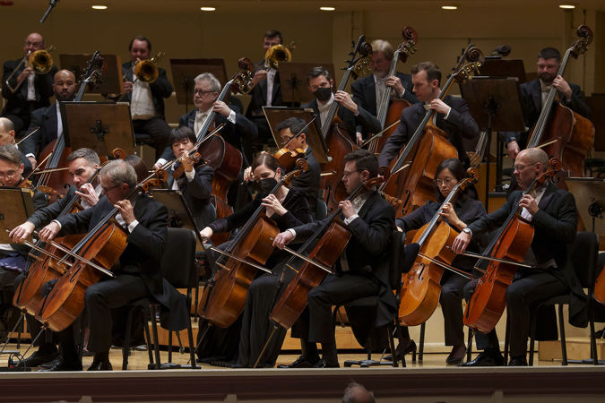 the cello and bass sections perform