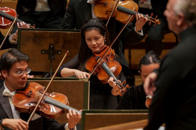 Closeup shot of CSO viola Weijing Michal
