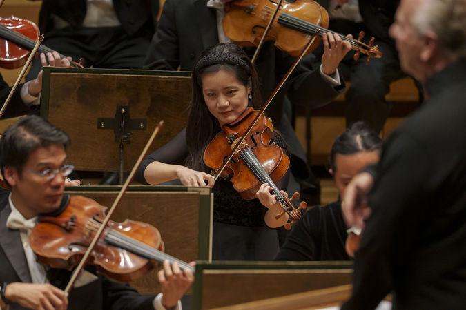 Closeup shot of CSO viola Weijing Michal