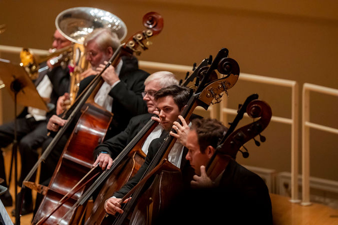 Bass section playing