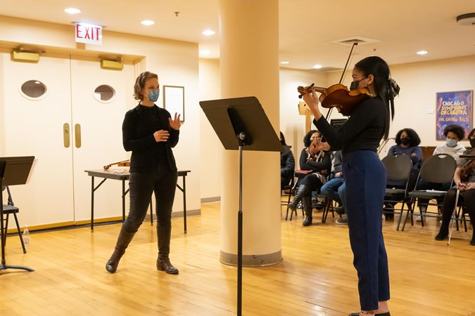 Hilary Hahn master class at Symphony Center for CMPI Fellows