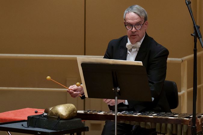 percussionist playing almglocken