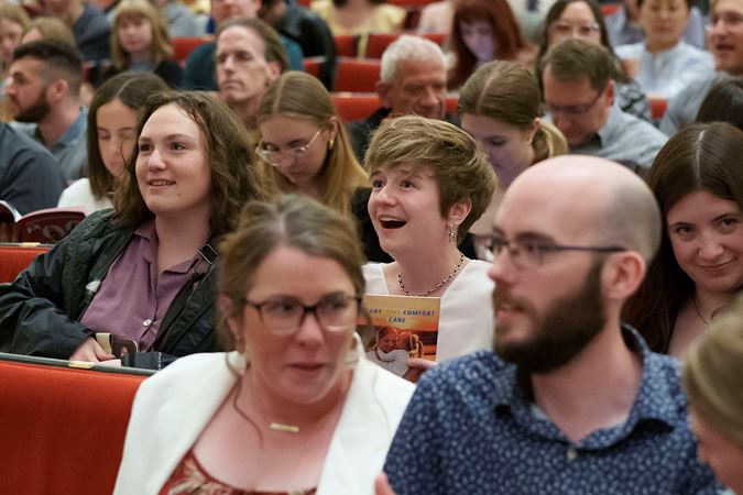 audience members in hall