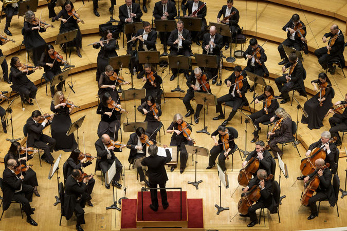 point of view from overhead as Muti conducts the CSO