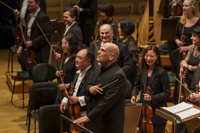 Closeup bow shot of conductor Jaap van Zweden after leading the CSO in Mahler 6