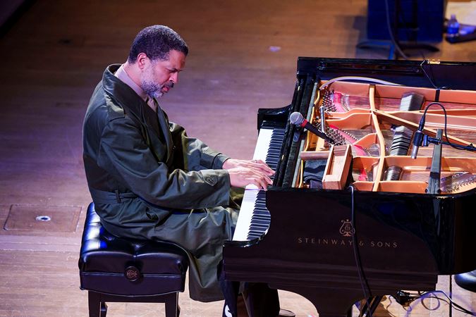 Closeup of Jason Moran playing the piano
