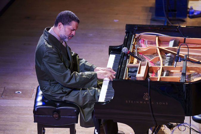 Closeup of Jason Moran playing the piano