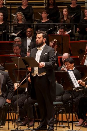 Bass-baritone Maharram Huseynov sings a solo passage