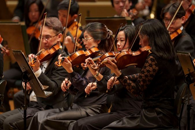 Group action shot of the viola section